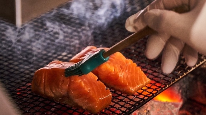 Salmon over wood fired grills