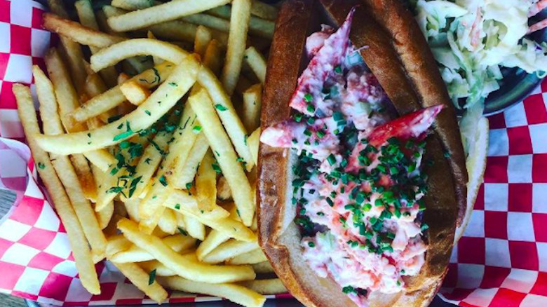 lobster roll with fries