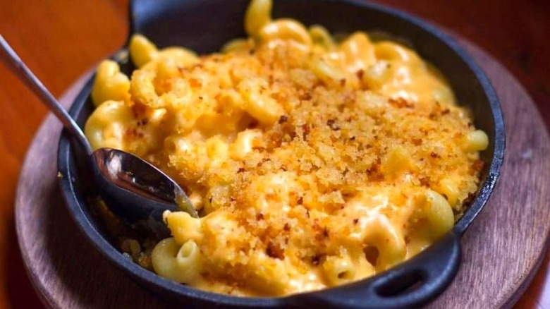 spoon in skillet mac and cheese