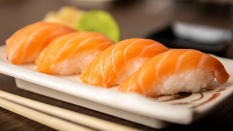 nigiri on a plate