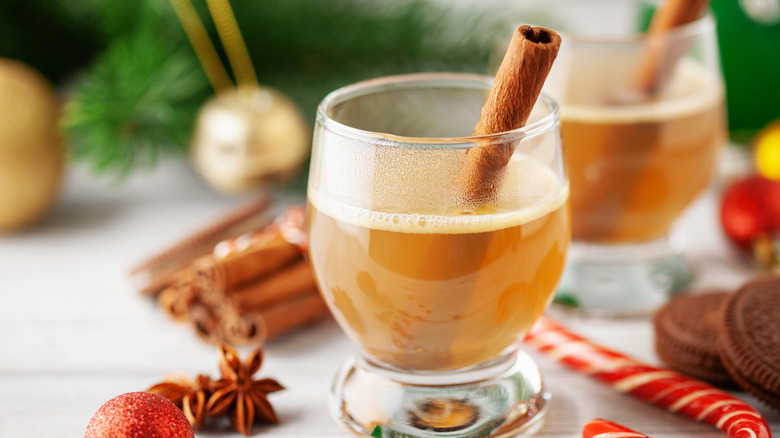 Hot buttered rum in a glass