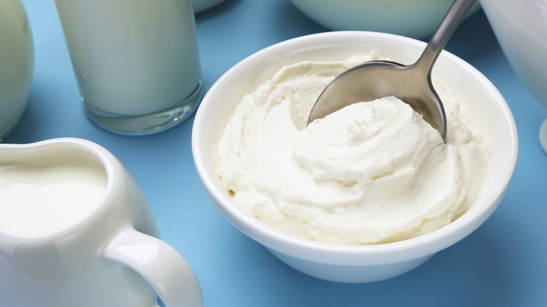 Greek yogurt with spoon