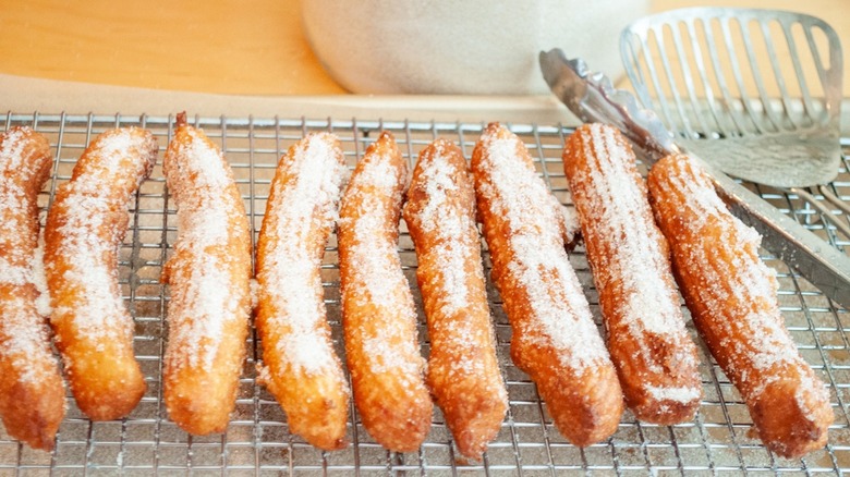 Churros on cooling rack