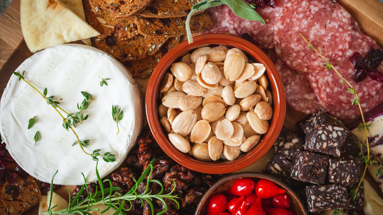 bowl of marcona almonds with brie