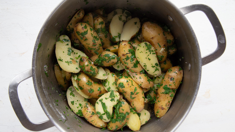 potatoes in a pot