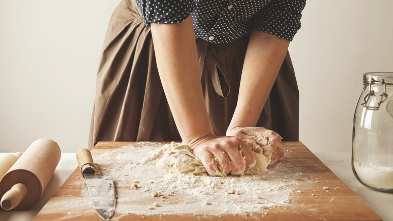 Kneading pasta dough