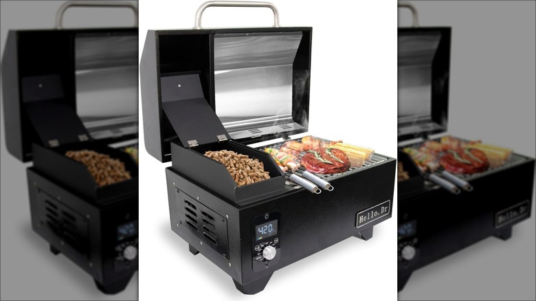 Hello Dr. Portable Wood Pellet Smoker on white background