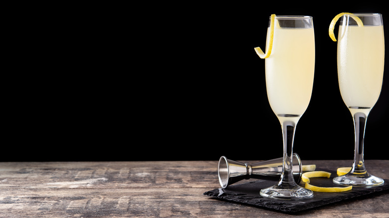 French 75s in champagne flutes