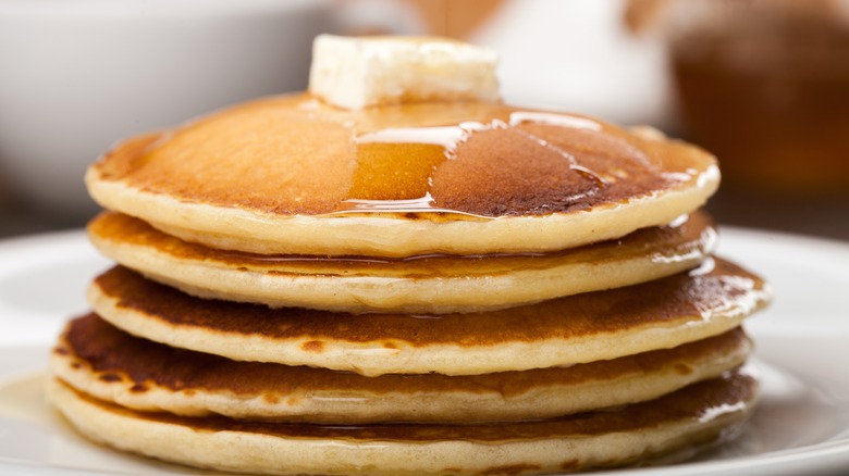 Stack of pancakes with melting butter