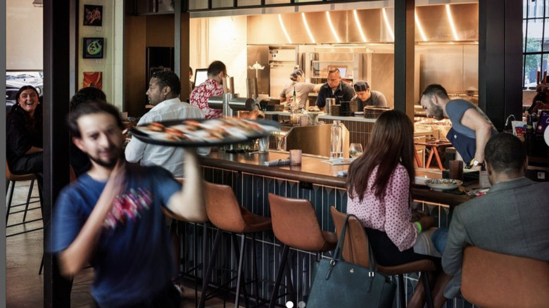 scene inside busy restaurant