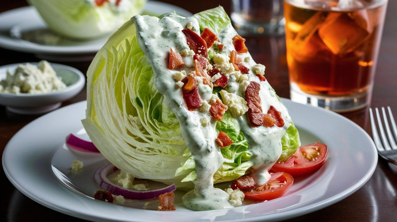 Wedge salad with ranch and blue cheese