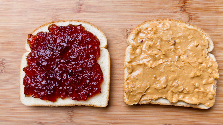 peanut butter and jelly on bread