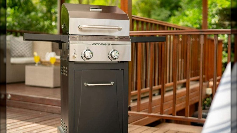 Megamaster 2-burner Propane Grill with Foldable Tables