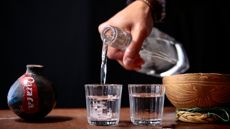 Mezcal being poured 