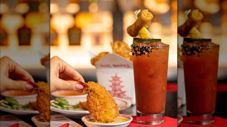 bloody Mary with egg roll