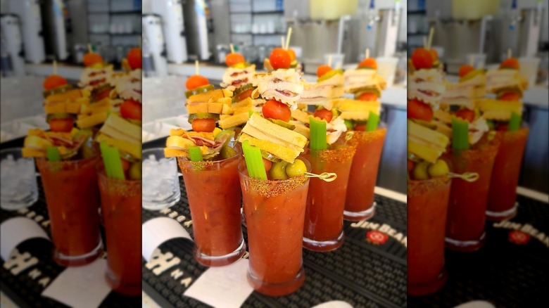 bloody Mary cocktails with sandwiches 