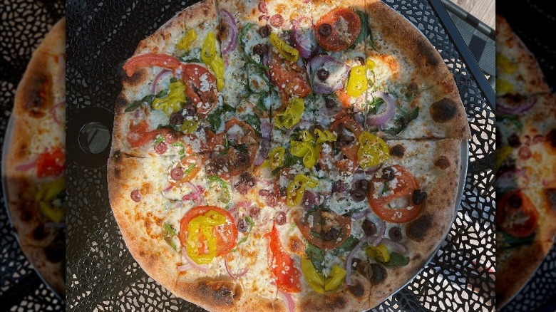 Gluten-free pizza with peppers