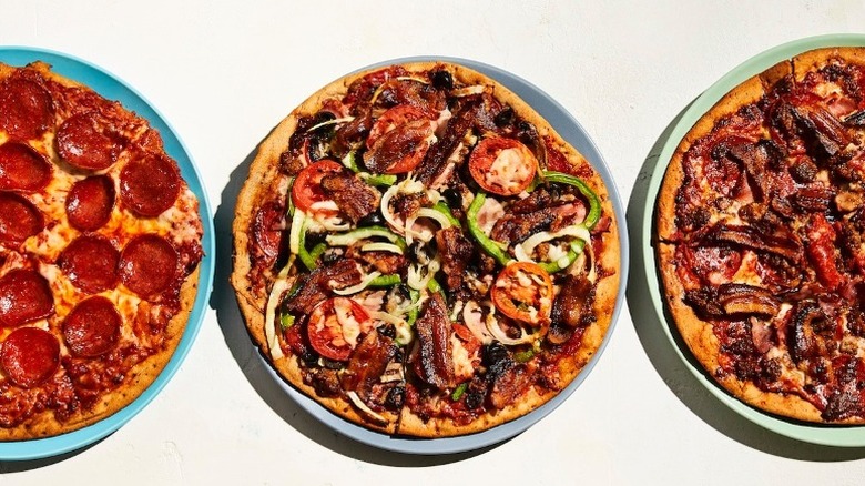 Three different gluten-free pizzas 