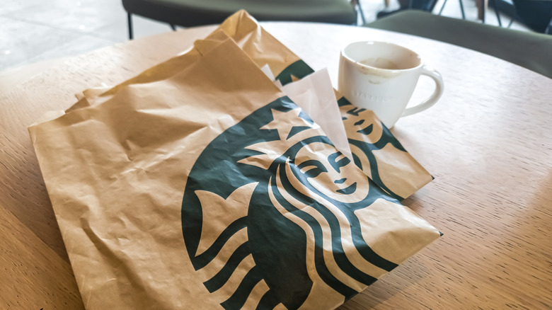 Starbucks bag with coffee mug