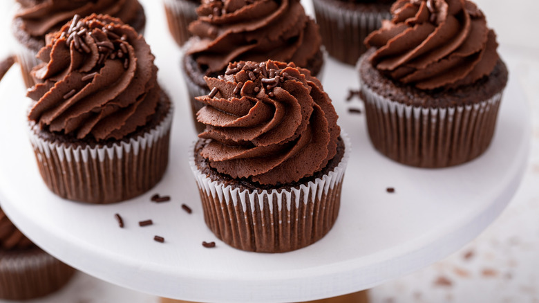 homemade cupcakes with chocolate frosting