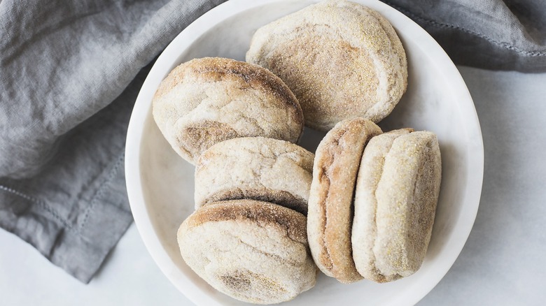 plate of english muffins