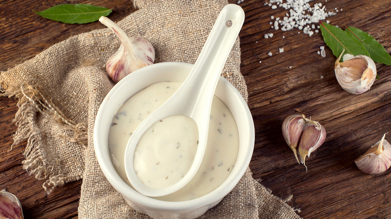 Garlic aioli in a bowl