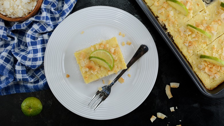 Key lime pie bar slice