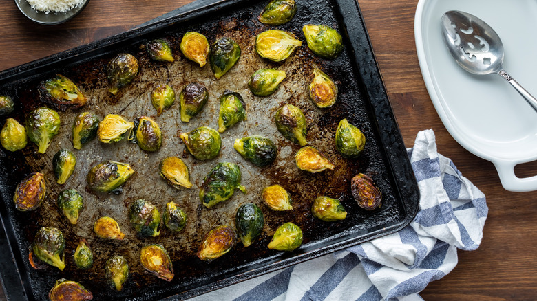 Brussels sprouts on sheet pan