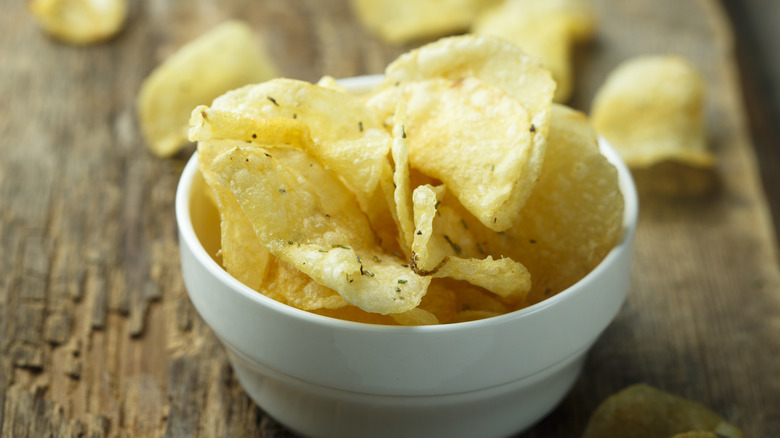 Bowl of kettle chips