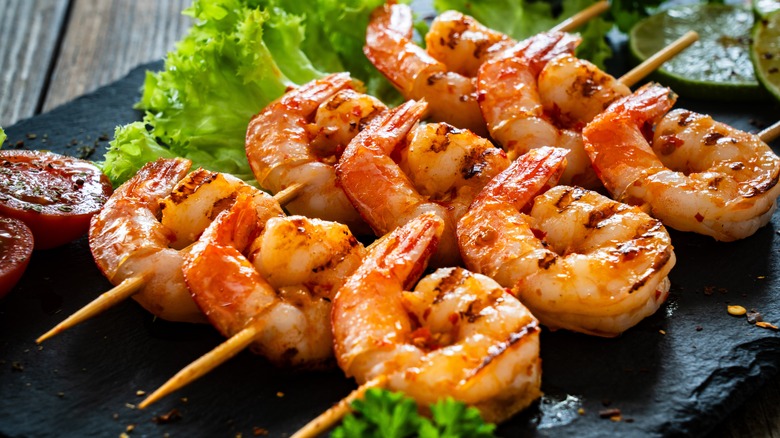 marinated shrimp on skewers