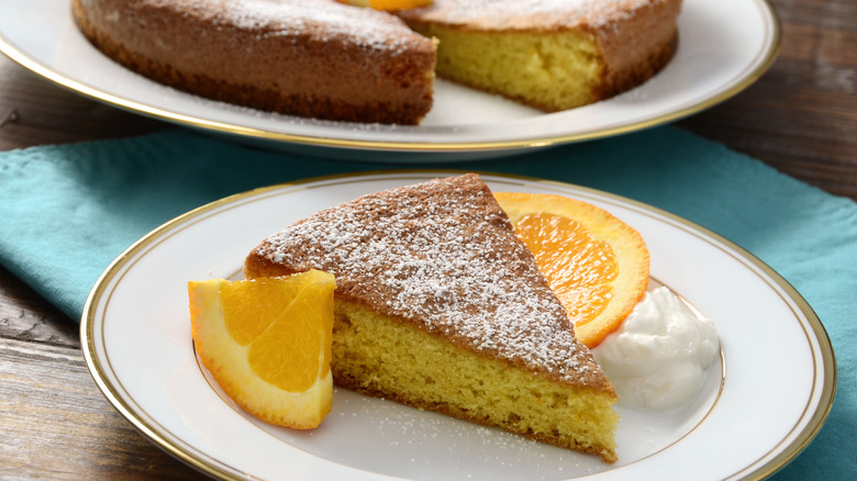 olive oil cake with orange slices