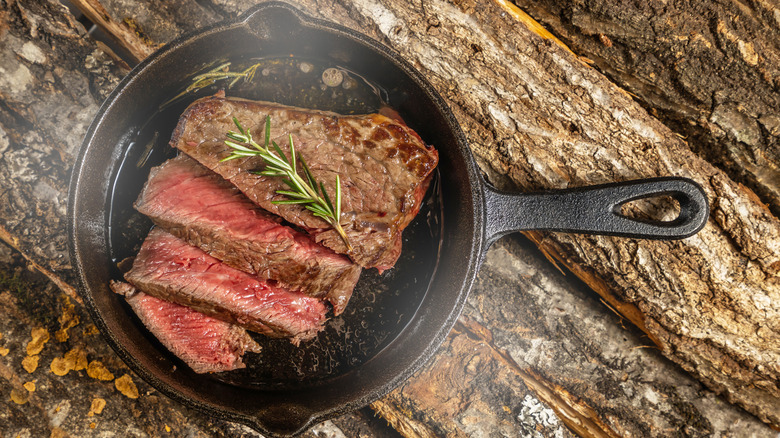 steak in cast iron pan