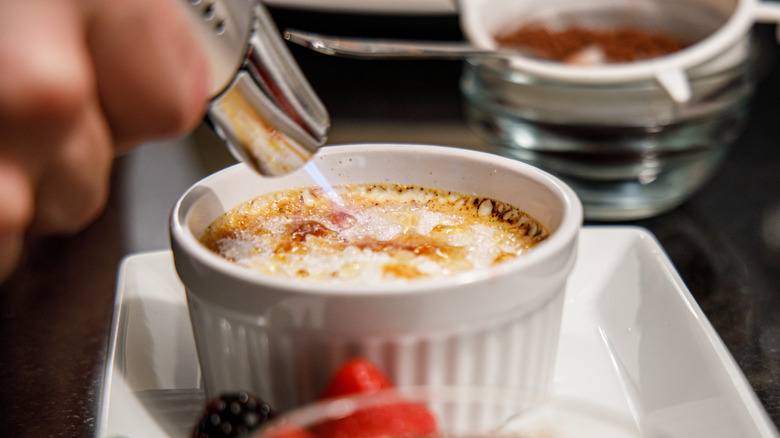 torching creme brulee