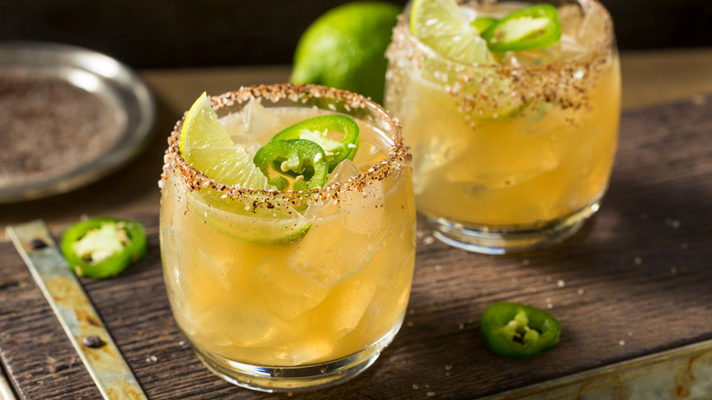 pair of spicy margarita cocktails