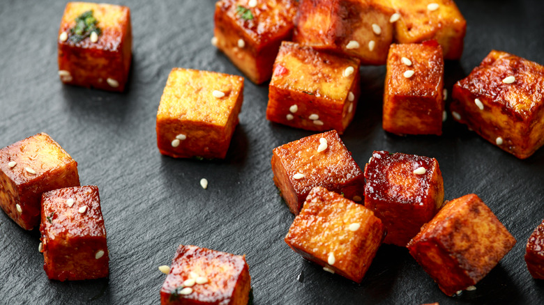 marinated tofu with sesame seeds