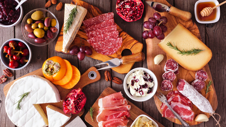 charcuterie board meats and cheeses
