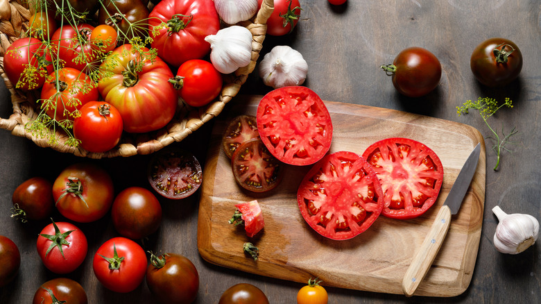 heirloom tomatoes whole and sliced