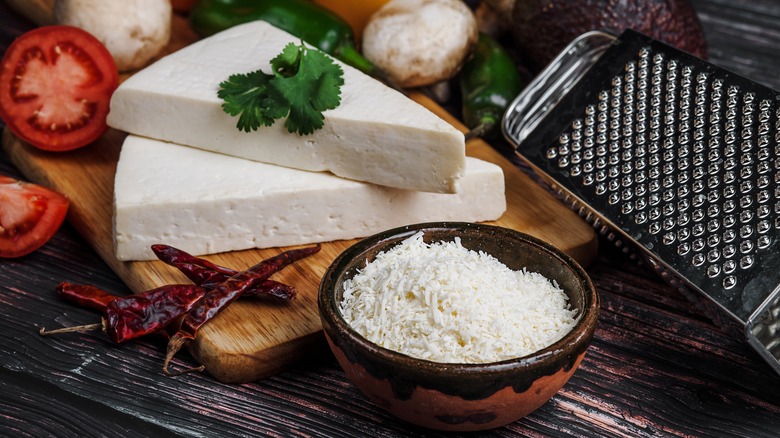 whole and crumbled cotija cheese
