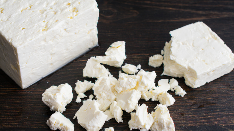 block of feta cheese crumbled