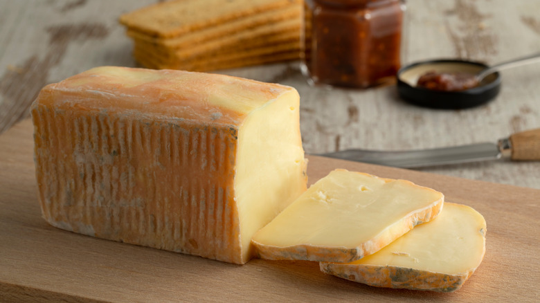 sliced block of Taleggio cheese