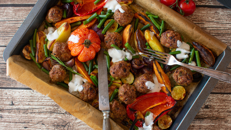 meatball sheet pan dinner