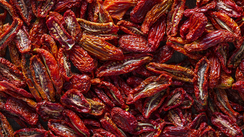 a pile of sun-dried tomatoes