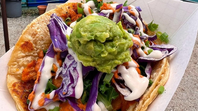 Vegan Nom tacos with guacamole 