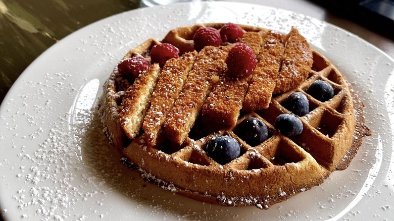 Wayward Vegan Cafe waffle with berries