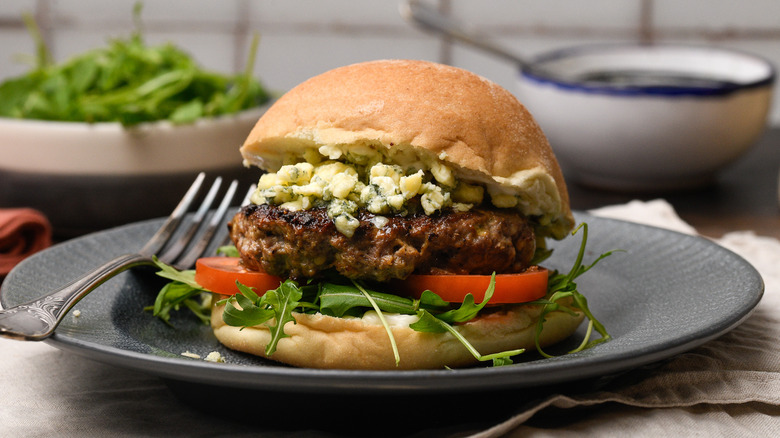 bleu cheese crumble venison burger