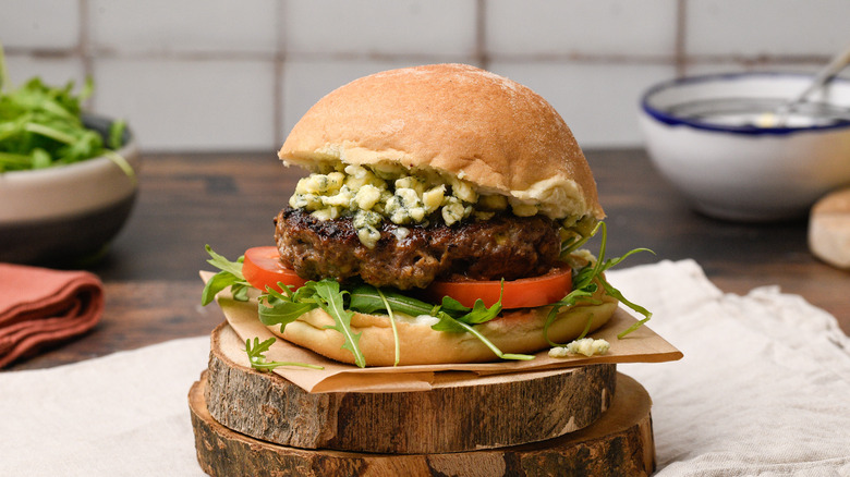 bleu cheese crumble venison burger