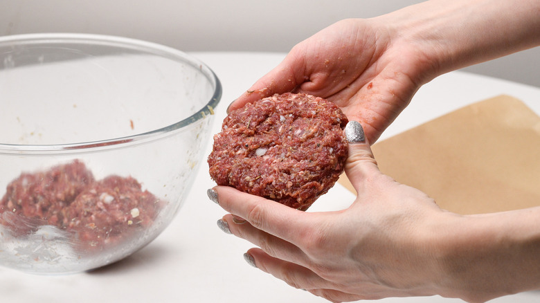 hand forming venison patties