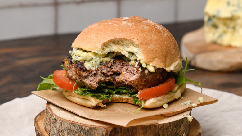 bleu cheese crumble venison burger