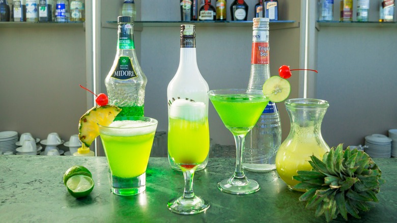 different Midori cocktails