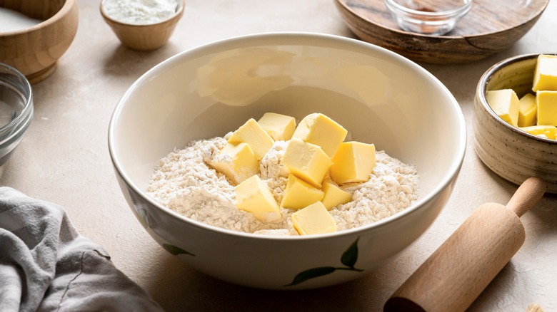 Bowl of flower and butter